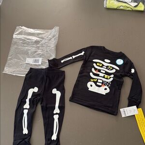 Carters Skeleton Outfit Size 18M Long Sleeve Black Halloween Pumpkin Costume